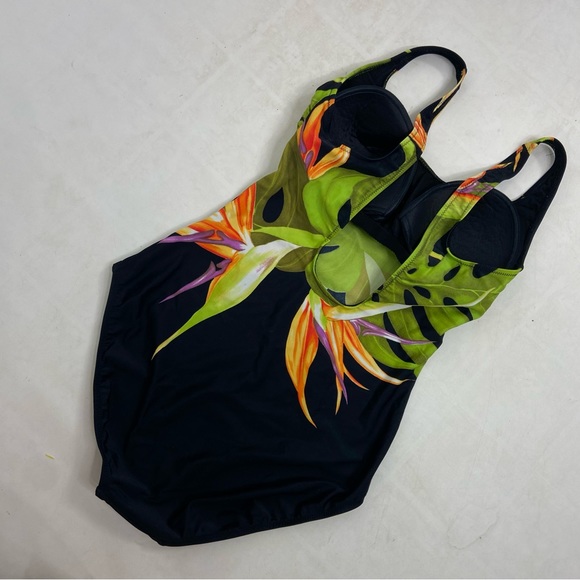 Diva Rachael Poppo black tropical garden one piece swimsuit. Size 12 - Picture 8 of 9